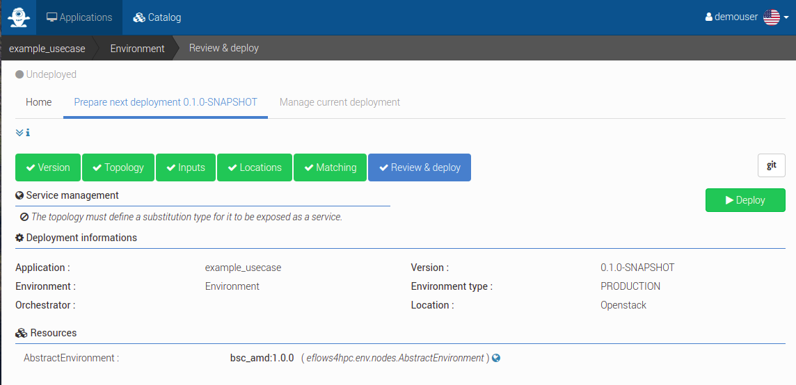 Alien4Cloud deploy application