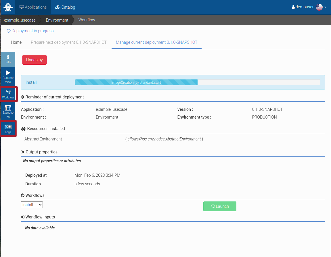 Alien4Cloud deployment of an application